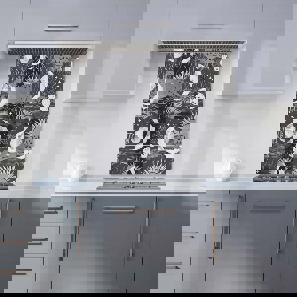 Warren Reed - Designer Abstract Black White Moon and Sun Kitchen Splashback
