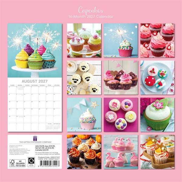 Cupcakes Calendar 2027, Wall Calendars, Month To View, Lifestyle, Gift