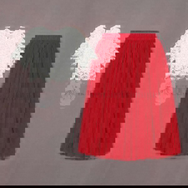 Poppy red skirt and lace top