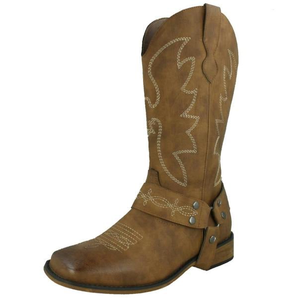 Spot On Ladies Spot On Low Heel Cowboy Boots with Ring Trim Strap F51234