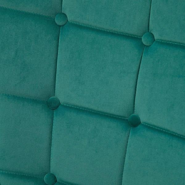Green upholstered wingback chair backrest with tufted button panels