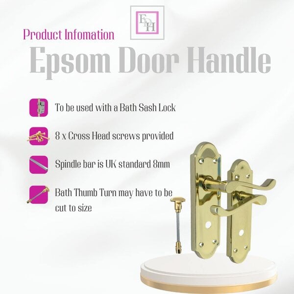 EDH Door Hardware Brass Door Handles - Askworth Internal Door Handles with Bathroom Sash Lock