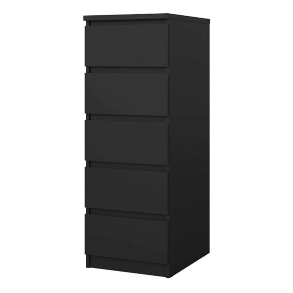 Wyld Haus Budapest Matt Black Wooden Narrow Chest 5 Drawers