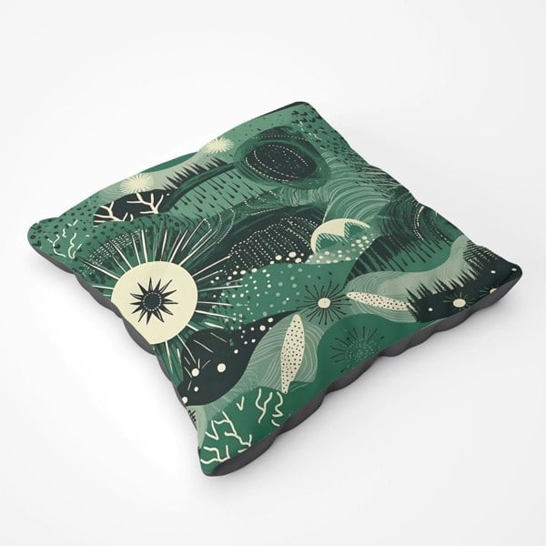 Warren Reed Abstract Green Moon Floor Cushion