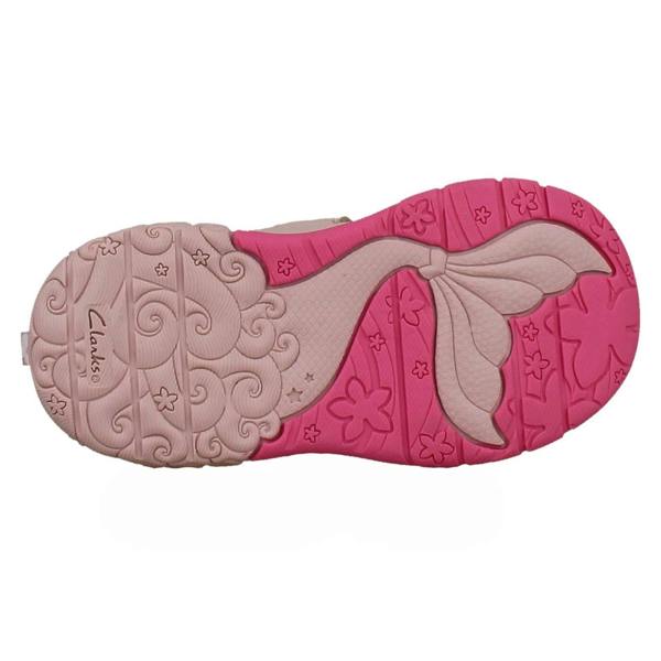 Clarks Girls Clarks Casual Glittery Trainers Tidal Shell