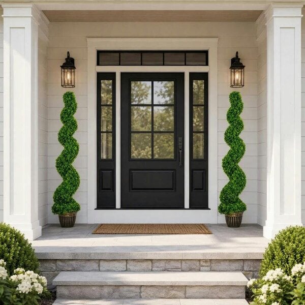 Set of 2 Artificial Plants, Topiary Spiral Boxwood Trees with Pot, for Home Indoor Outdoor Decor, 150cm