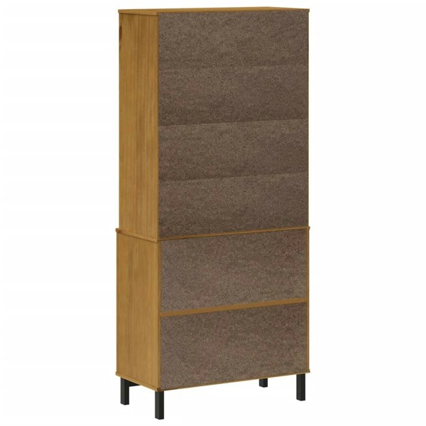 Berkfield Highboard with Glass Doors FLAM 80x40x180 cm Solid Wood Pine