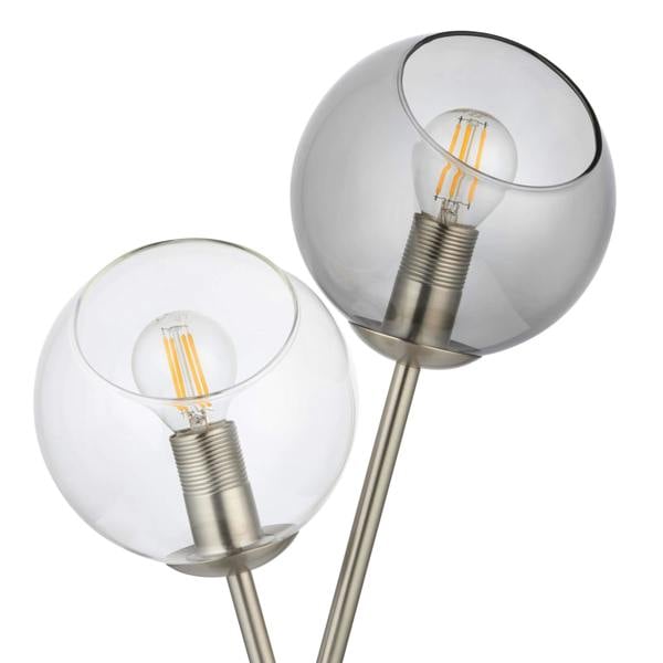 Branco 2 Light Chrome & Smoked Glass Table Lamp