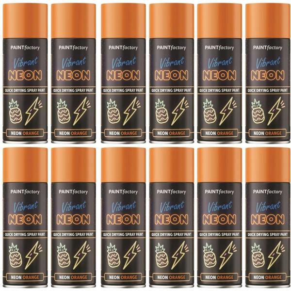 Paint Factory 12X  Neon Orange Spray Paint 400ml