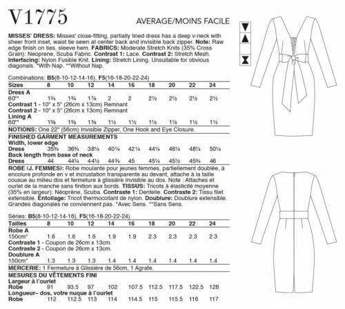 Vogue Sewing Pattern 1775, Dresses for Women, B5 (8-10-12-14-16) - Intermediate