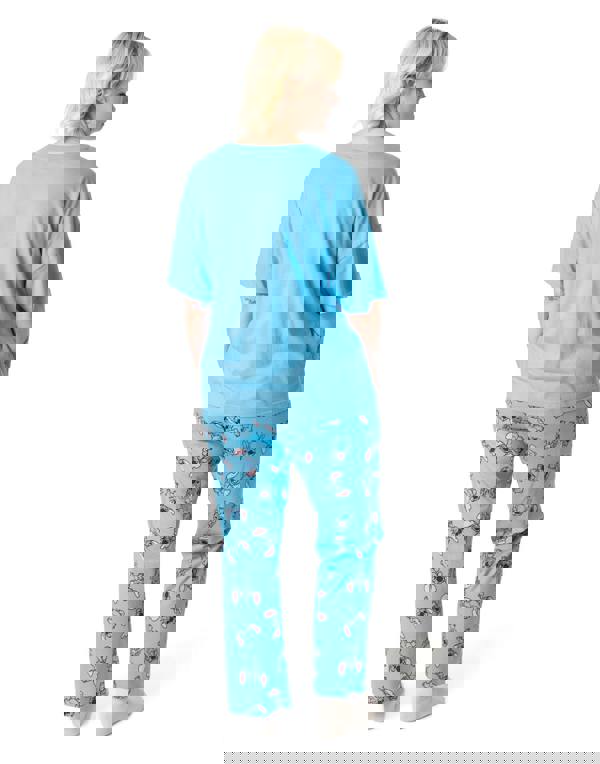 Disney Womens Blue Stitch Short Sleeve Long Leg Pyjama Set