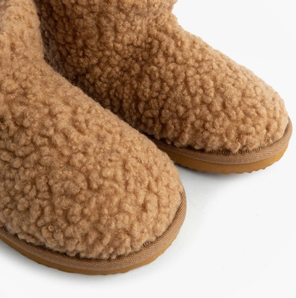 Jo & Joe TEDDY Womens Bootie Slippers Tan