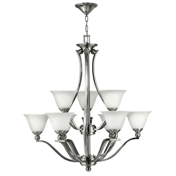 9 Bulb Chandelier Hanging Pendant LIght Brushed Nickel LED E27 60W Bulb Loops