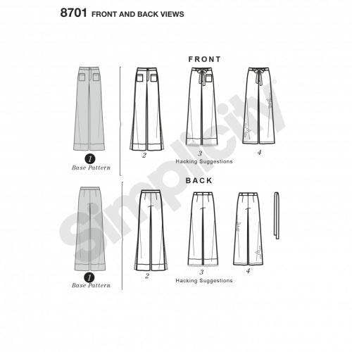 Simplicity Sewing Pattern 8701, Trousers for Women, H5 (6-8-10-12-14) - Intermediate