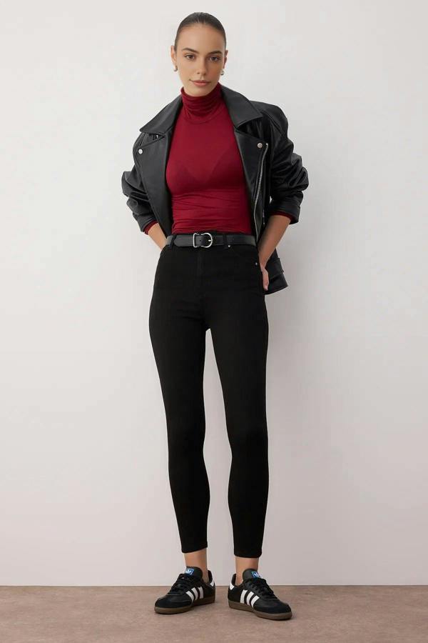WOVCOR Fitted High Waist Skinny Jeans