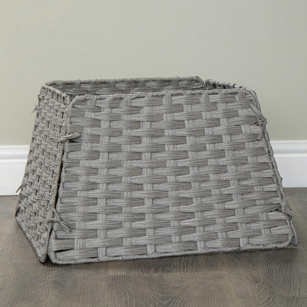 Samuel Alexander 47cm x 46cm Samuel Alexander Foldable Rattan Christmas Tree Skirt in Grey