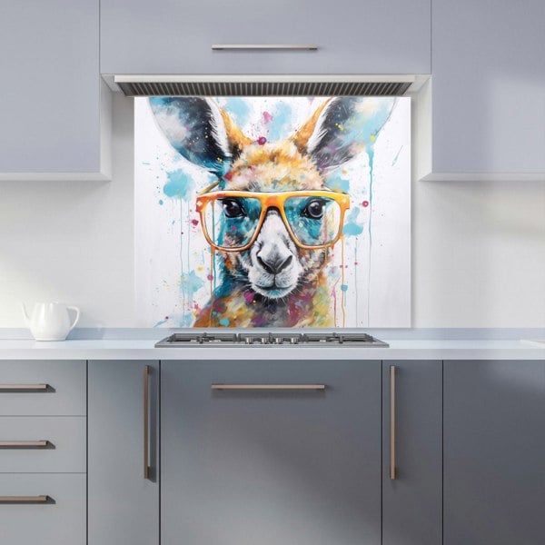 Warren Reed - Designer Splashart Kangaroo In Glasses Kitchen Splashback