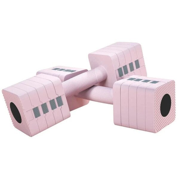 Adjustable Dumbbell Set of 2, Each 1/2/3/4/5 kg Weight, 5-in-1 Weights Dumbbells Set with Non-Slip Handle, Pink