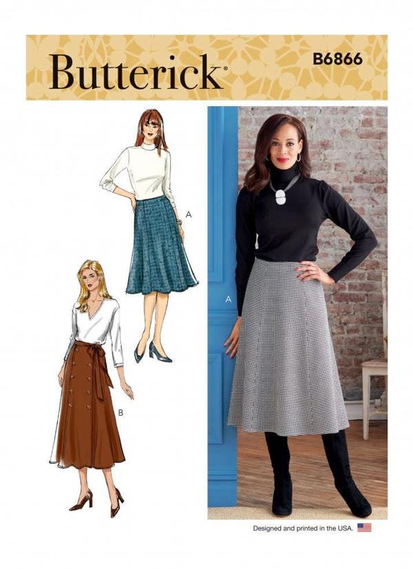Butterick Sewing Pattern 6866, Skirts for Women, A5 (6-8-10-12-14) - Easy