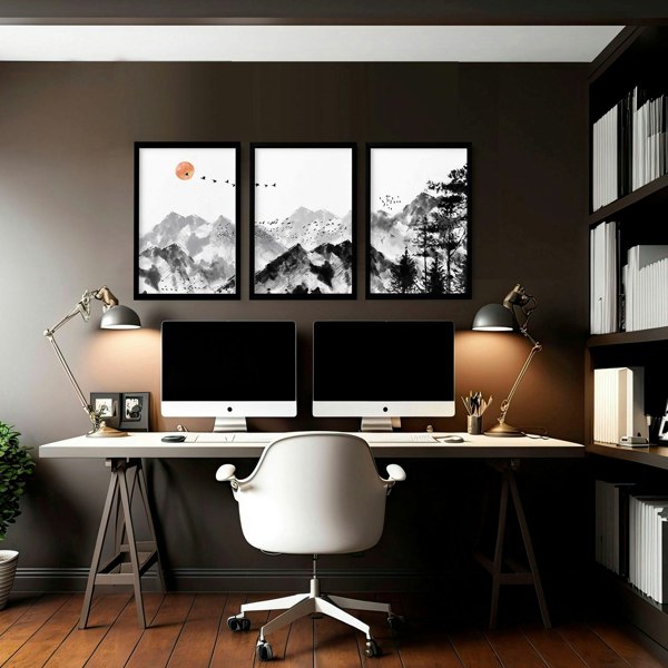 Workplace office design ideas | set of 3 Scandinavian wall art