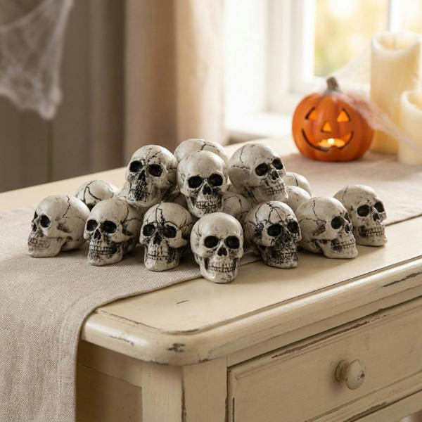 Garden Greatness 18 Pack Mini Decorative Halloween Skulls