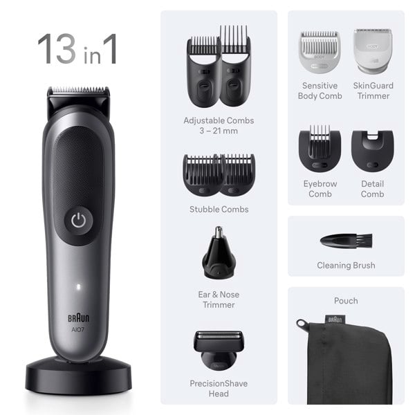 Braun All-in-One Series 7, AIO7560, 13-in-1 Grooming Kit - Grey