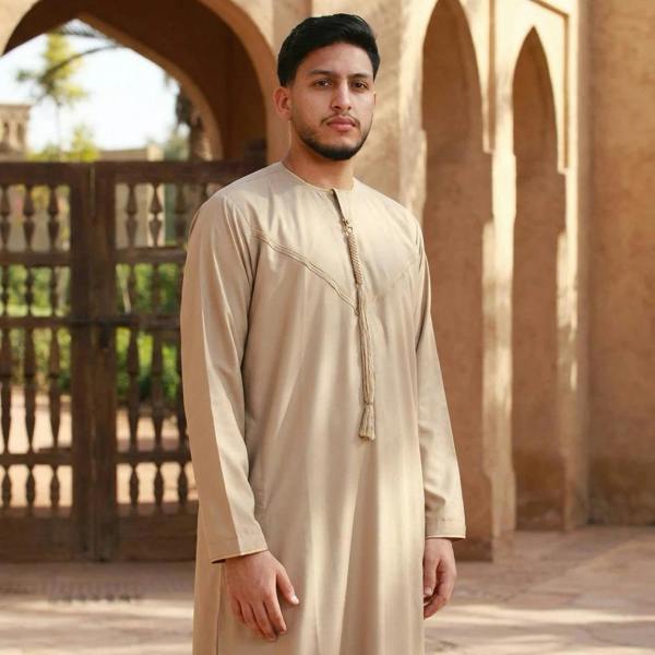 TT-007 - Men's Emirati Omani Gold Embroidery Thobe - Beige - Thobez - 9