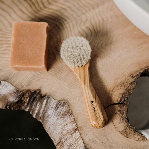 Hydréa London Premium Olive Wood Facial Brush - Exfoliating Natural Bristle