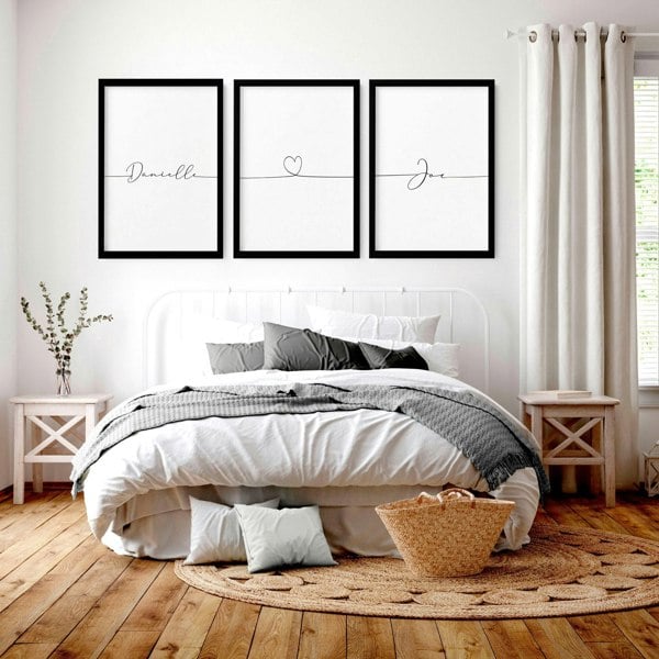 Customized valentines gift | set of 3 Bedroom wall art