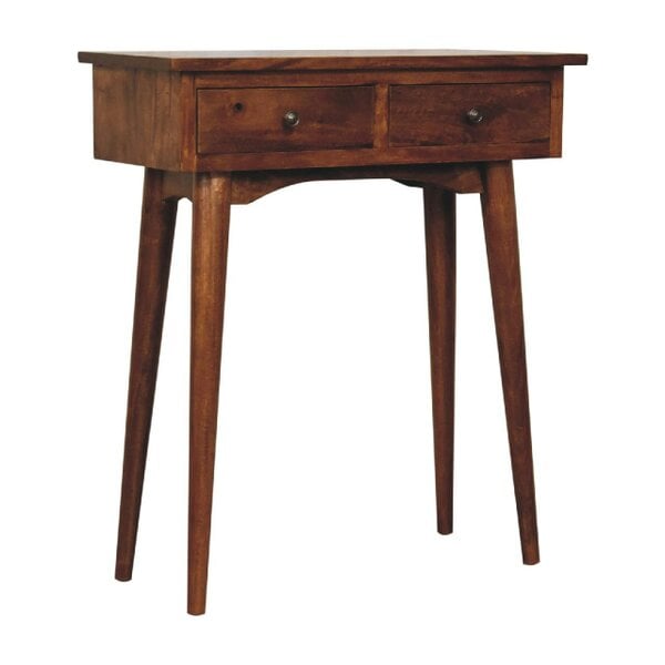 Wyld Haus Olbia Mini Chestnut Mango Wood Hallway Console Table 2 Drawers
