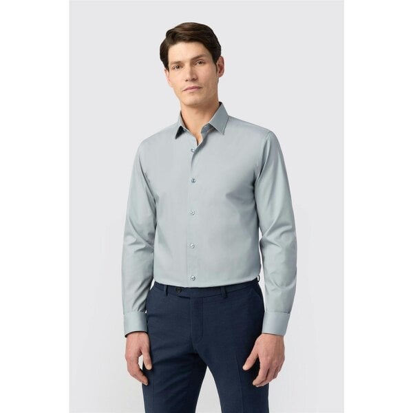 Limehaus Slim Fit Duck Egg Stretch Shirt