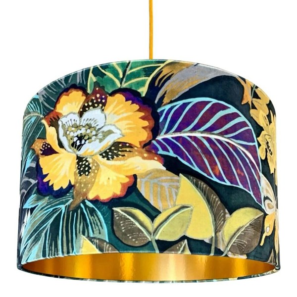 Love Frankie Swallowtail Velvet Lampshade With Gold Lining