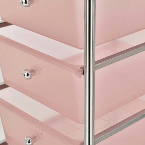 Berkfield 4-Drawer Mobile Storage Trolley Pink Plastic