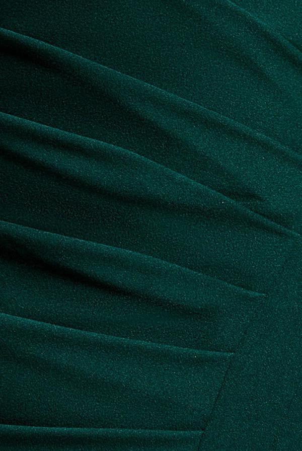 Off Shoulder Pleated Waist Asymmetric Midaxi Dress - Emerald Green DR5137