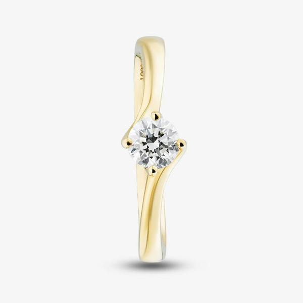 1888 Collection 18ct Yellow Gold Certificated 0.40ct Round Cut Diamond Twist Ring RI-137(.40CT PLUS)