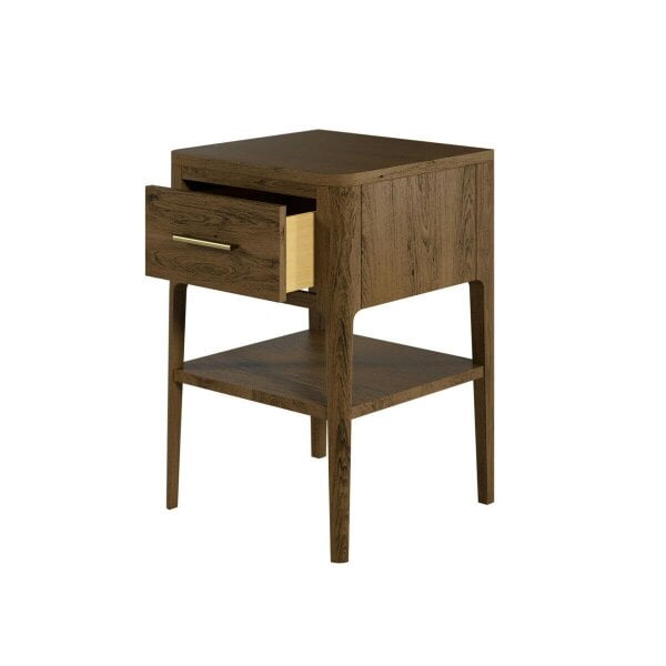 Wyld Haus Ouro Preto Walnut Wood Grain One Drawer Bedside Table