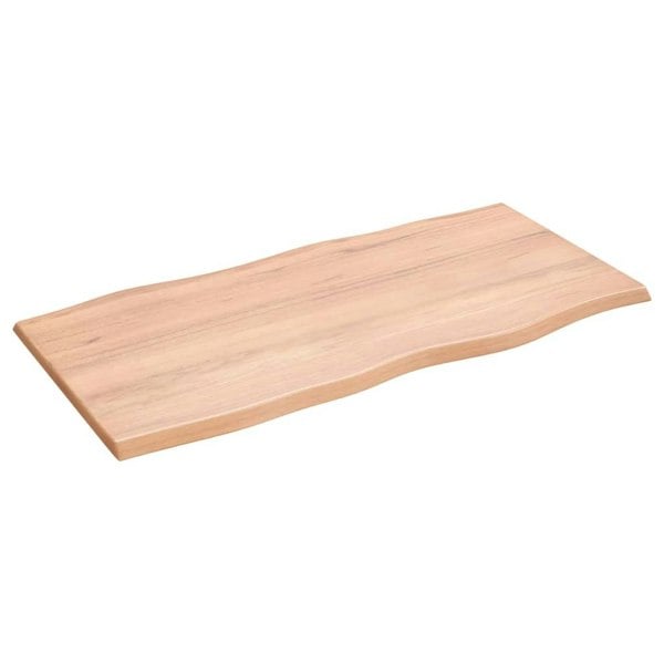 Berkfield Table Top Light Brown 100x50x2 cm Treated Solid Wood Oak Live Edge
