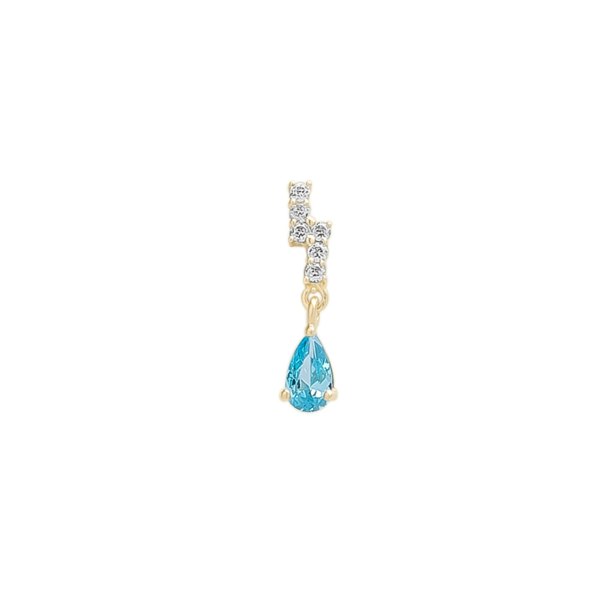 Spero London Blue Topaz Lightning Bolt Single Earring 9ct Solid Gold