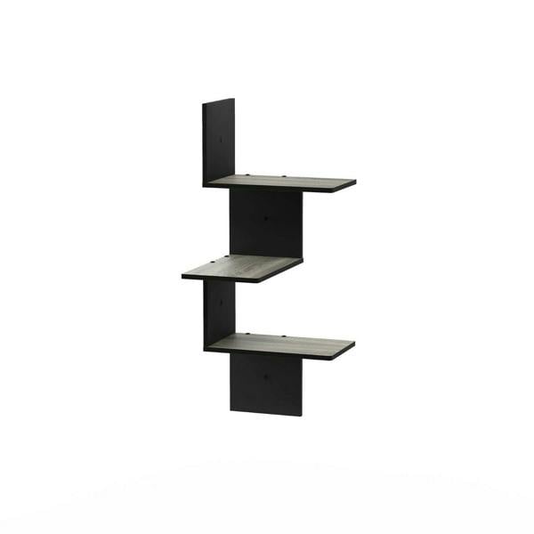 WALPLUS Rossi Modern 3-Tier Wall Floating Corner Shelf, French Oak Grey/Black perfect for organized storage and display