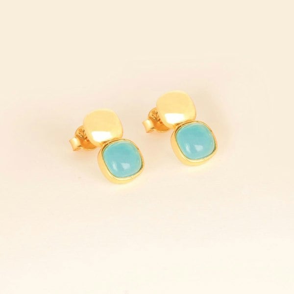 Lila Rasa Glossy Gold & London Blue Crystal Stud