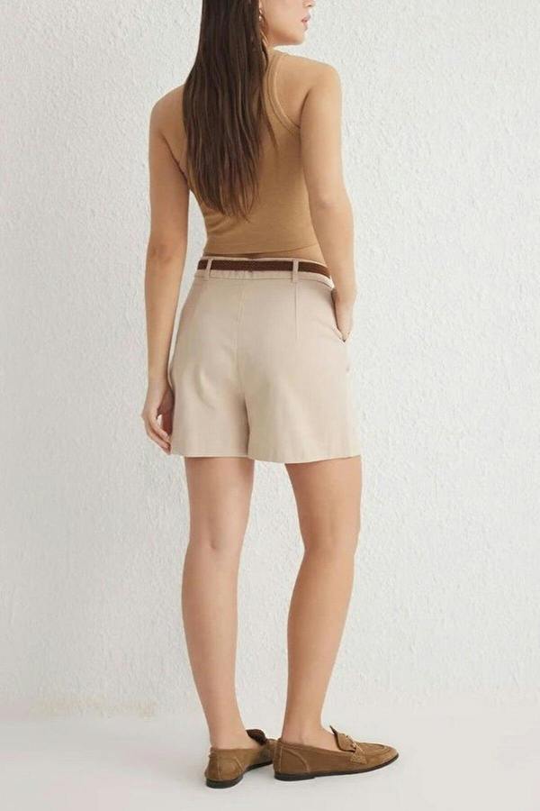 WOVCOR Belted Cotton City Woven Shorts