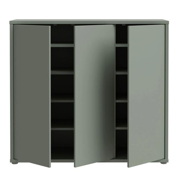 Furniture To Go Alice Springs Shoe Cabinet with 3 Doors Push-to-Open in Sage Green