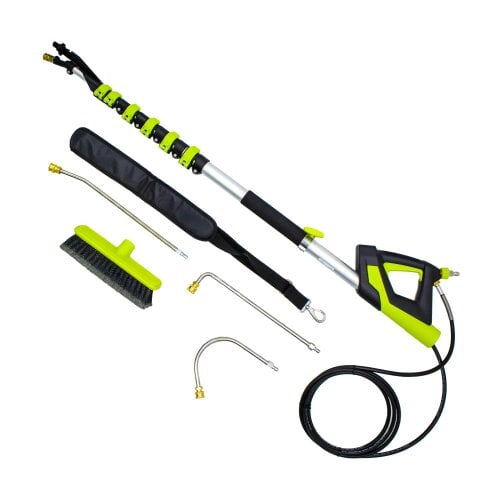 Equip2clean 5.5m (18') Lightweight Aluminium Telescopic Lance with Brush – 6 Section, 4200 PSI