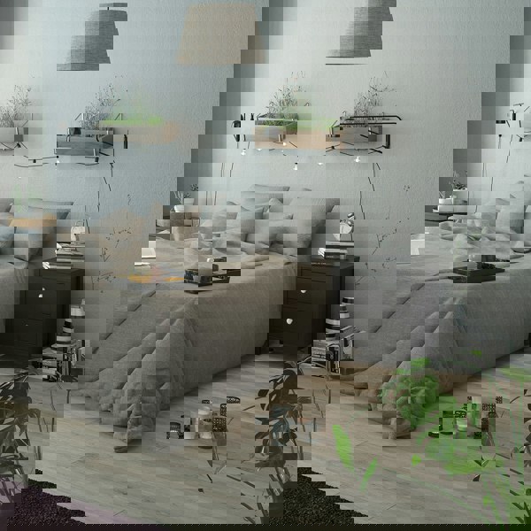 Furniture To Go Madrid Bedside Table 2 drawers in Matt Black