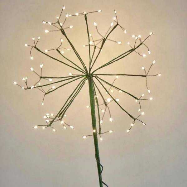 Solar Dandelion Outdoor Green Stake Light - close-up detail