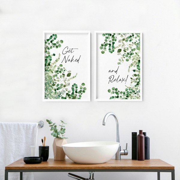 Framed picture for bathroom | Set of 2 wall art prints