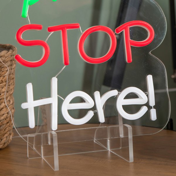 Samuel Alexander 35cm Light up Santa Please Stop Here Neon Christmas Sign