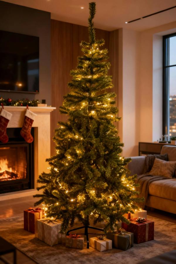 4ft, 5ft and 6ft Artificial Green Boston Pine Christmas Trees, PVC with Metal Stand image 3