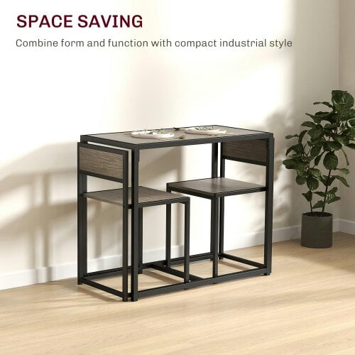Wyld Haus Zikeba Wooden Grey Wood Effect Compact Dining Table And Chair Set