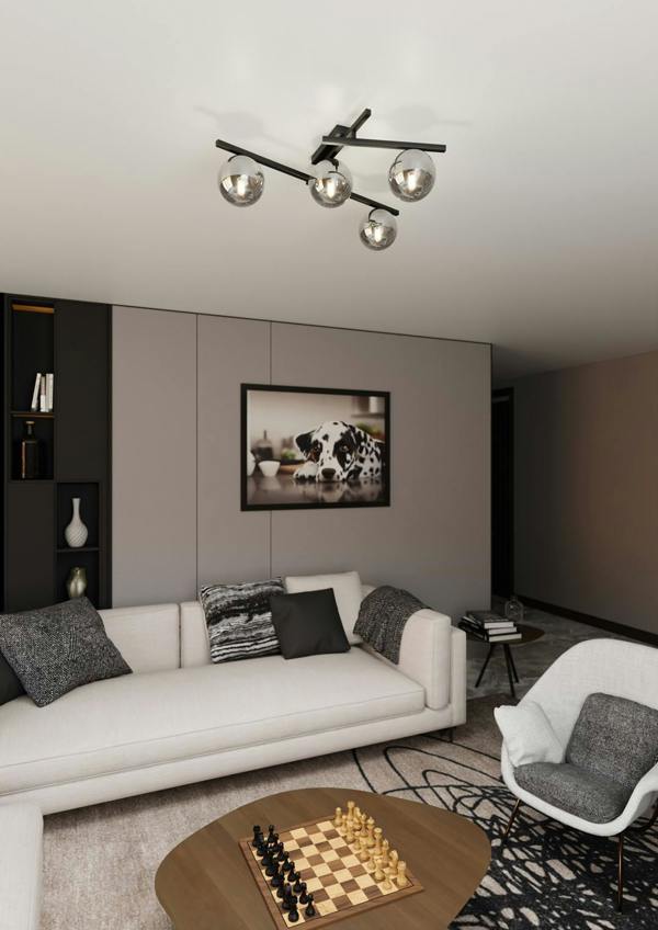 Emibig SMART Ceiling lamp  4 x E14 Black with Graphite Shade